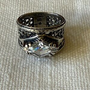 Retired Silpada CZ Marquee on Oxidized Sterling Silver Band